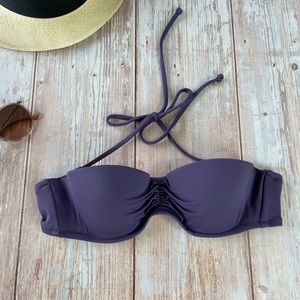 Victoria's Secret Dark Purple Strapless Bandeau Bikini Top with Halter Tie